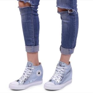 BRAND NEW Converse Metallic Glacier/ White Mouse Wedge Sneakers size 8.5